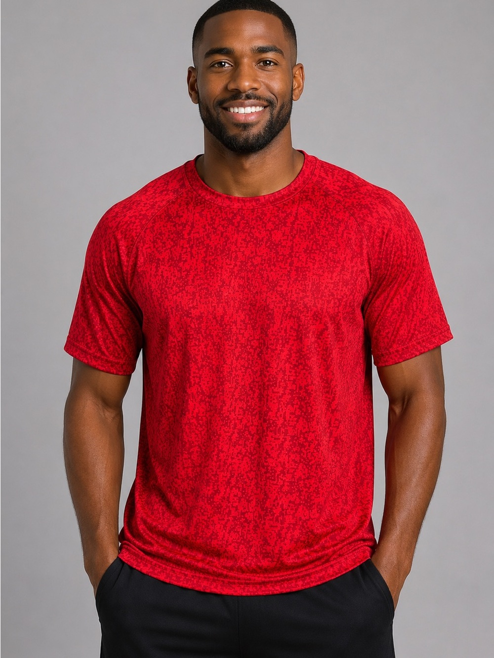 Sport-Tek Red Performance Tee 2XL Digital Camo Athletic Shirt